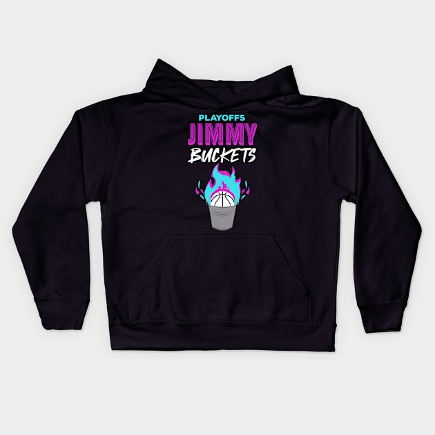 Playoffs Jimmy Buckets purple teal flame Kids Hoodie by HCreatives